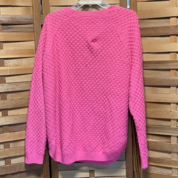 St. John's Bay Pink Crew Neck Sweater Textured Knit Design Women XL Acrylic - Picture 2 of 10